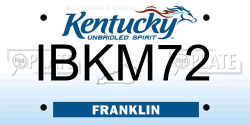 IBKM72 Kentucky License Plate