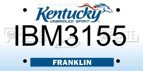 IBM3155 Kentucky License Plate