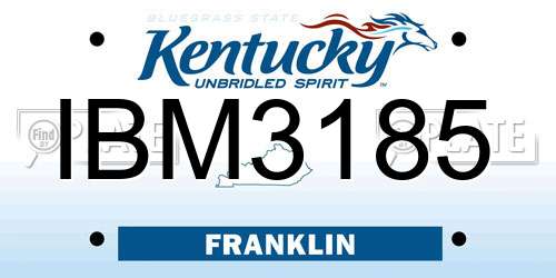IBM3185 Kentucky License Plate
