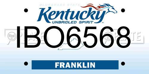 IBO6568 Kentucky License Plate
