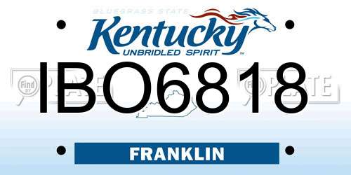IBO6818 Kentucky License Plate