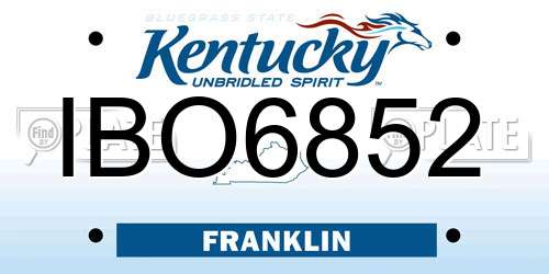 IBO6852 Kentucky License Plate