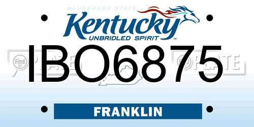 IBO6875 Kentucky License Plate