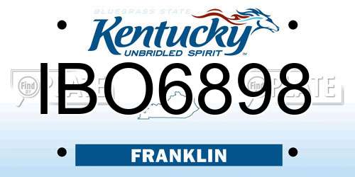 IBO6898 Kentucky License Plate