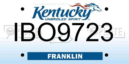 IBO9723 Kentucky License Plate