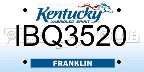 IBQ3520 Kentucky License Plate