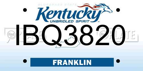 IBQ3820 Kentucky License Plate