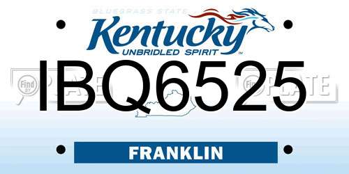 IBQ6525 Kentucky License Plate