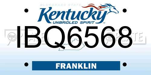 IBQ6568 Kentucky License Plate