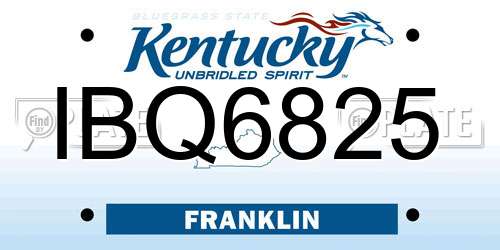IBQ6825 Kentucky License Plate