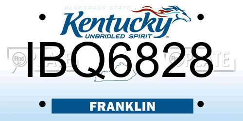 IBQ6828 Kentucky License Plate