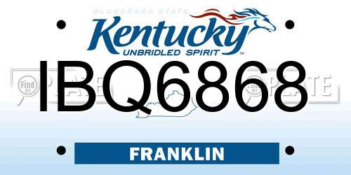IBQ6868 Kentucky License Plate