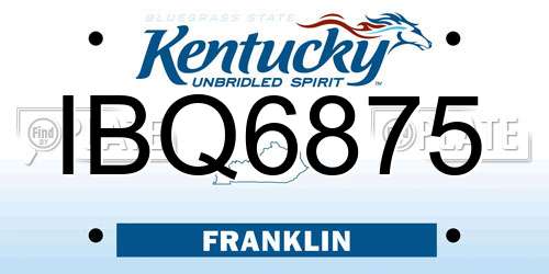 IBQ6875 Kentucky License Plate