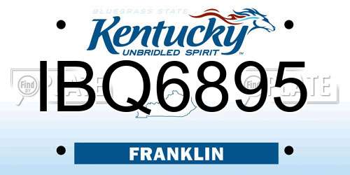 IBQ6895 Kentucky License Plate