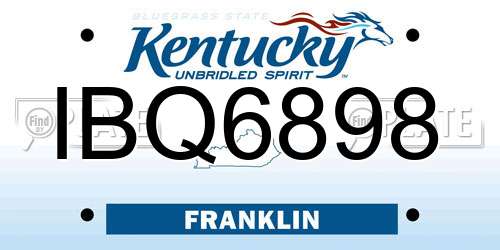 IBQ6898 Kentucky License Plate