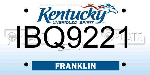 IBQ9221 Kentucky License Plate
