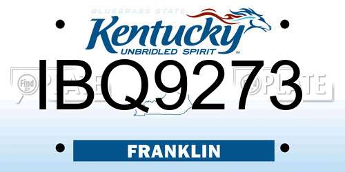 IBQ9273 Kentucky License Plate