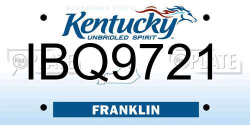IBQ9721 Kentucky License Plate