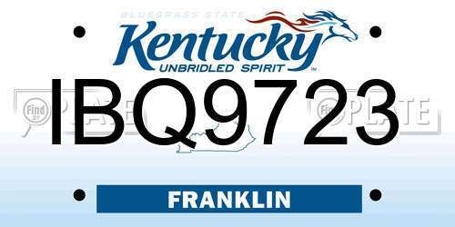 IBQ9723 Kentucky License Plate