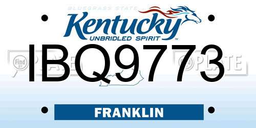 IBQ9773 Kentucky License Plate