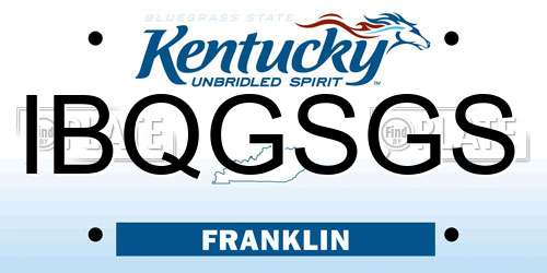 IBQGSGS Kentucky License Plate