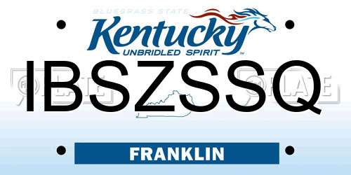 IBSZSSQ Kentucky License Plate