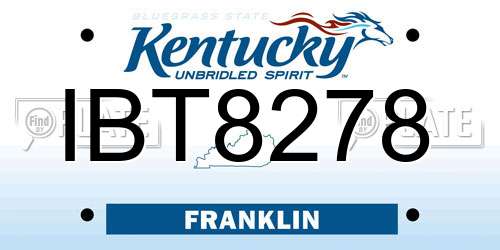 IBT8278 Kentucky License Plate
