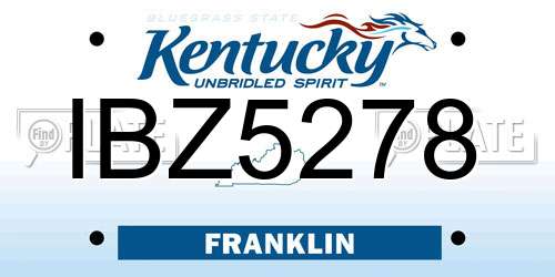 IBZ5278 Kentucky License Plate