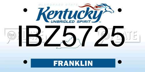 IBZ5725 Kentucky License Plate