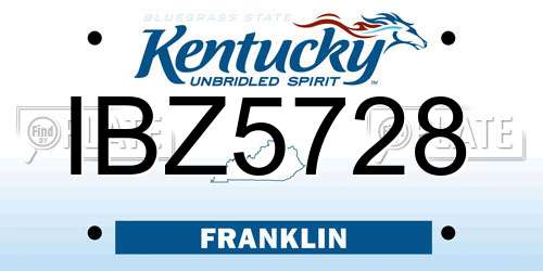 IBZ5728 Kentucky License Plate