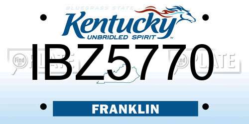 IBZ5770 Kentucky License Plate