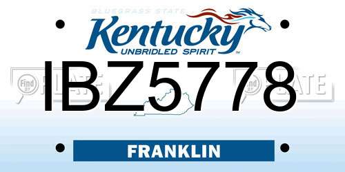 IBZ5778 Kentucky License Plate