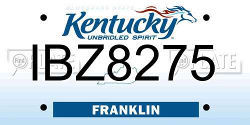 IBZ8275 Kentucky License Plate