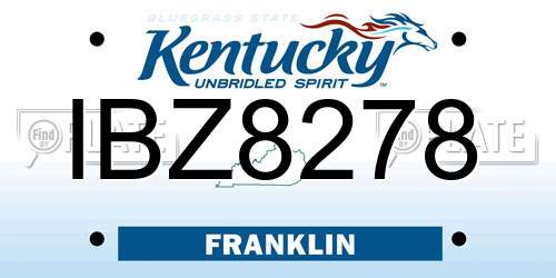 IBZ8278 Kentucky License Plate