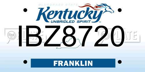 IBZ8720 Kentucky License Plate