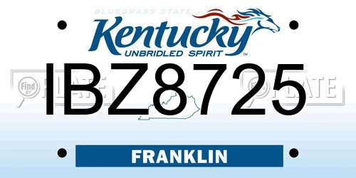 IBZ8725 Kentucky License Plate
