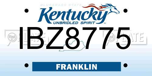 IBZ8775 Kentucky License Plate