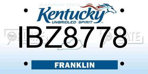 IBZ8778 Kentucky License Plate