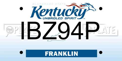IBZ94P Kentucky License Plate