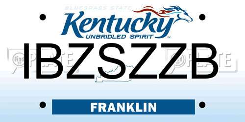 IBZSZZB Kentucky License Plate