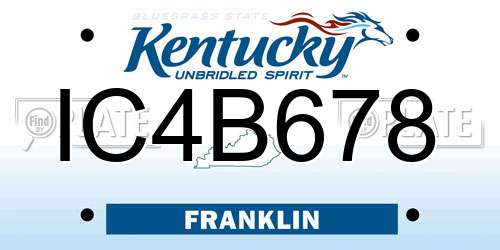 IC4B678 Kentucky License Plate
