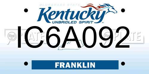 IC6A092 Kentucky License Plate