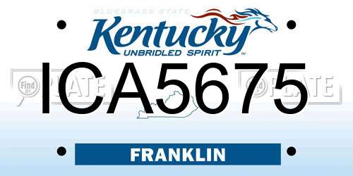 ICA5675 Kentucky License Plate