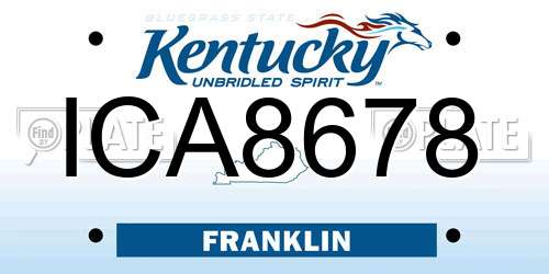 ICA8678 Kentucky License Plate