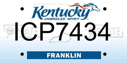 ICP7434 Kentucky License Plate