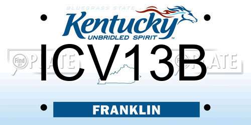 ICV13B Kentucky License Plate