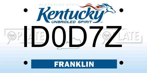 ID0D7Z Kentucky License Plate