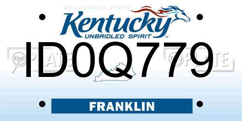 ID0Q779 Kentucky License Plate