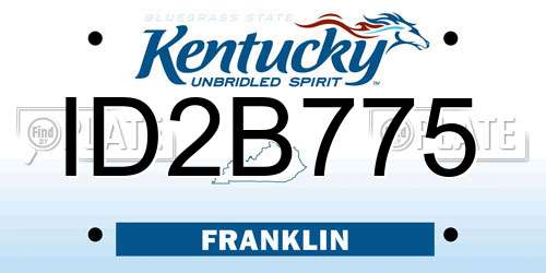 ID2B775 Kentucky License Plate