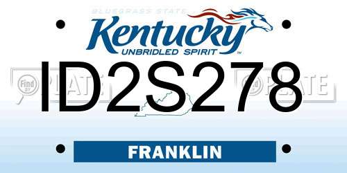 ID2S278 Kentucky License Plate